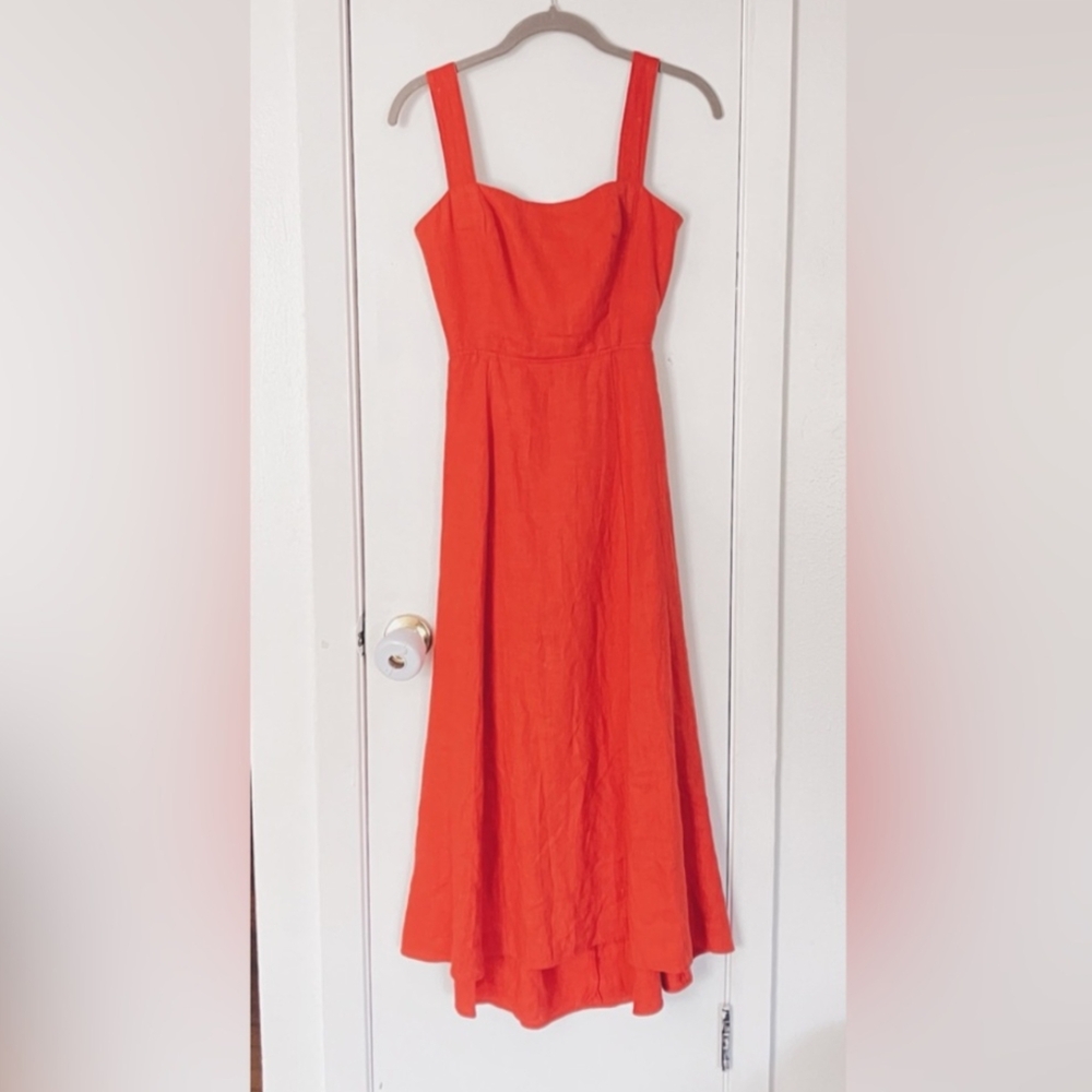 Reformation red / blood orange Linen midi Dress 2